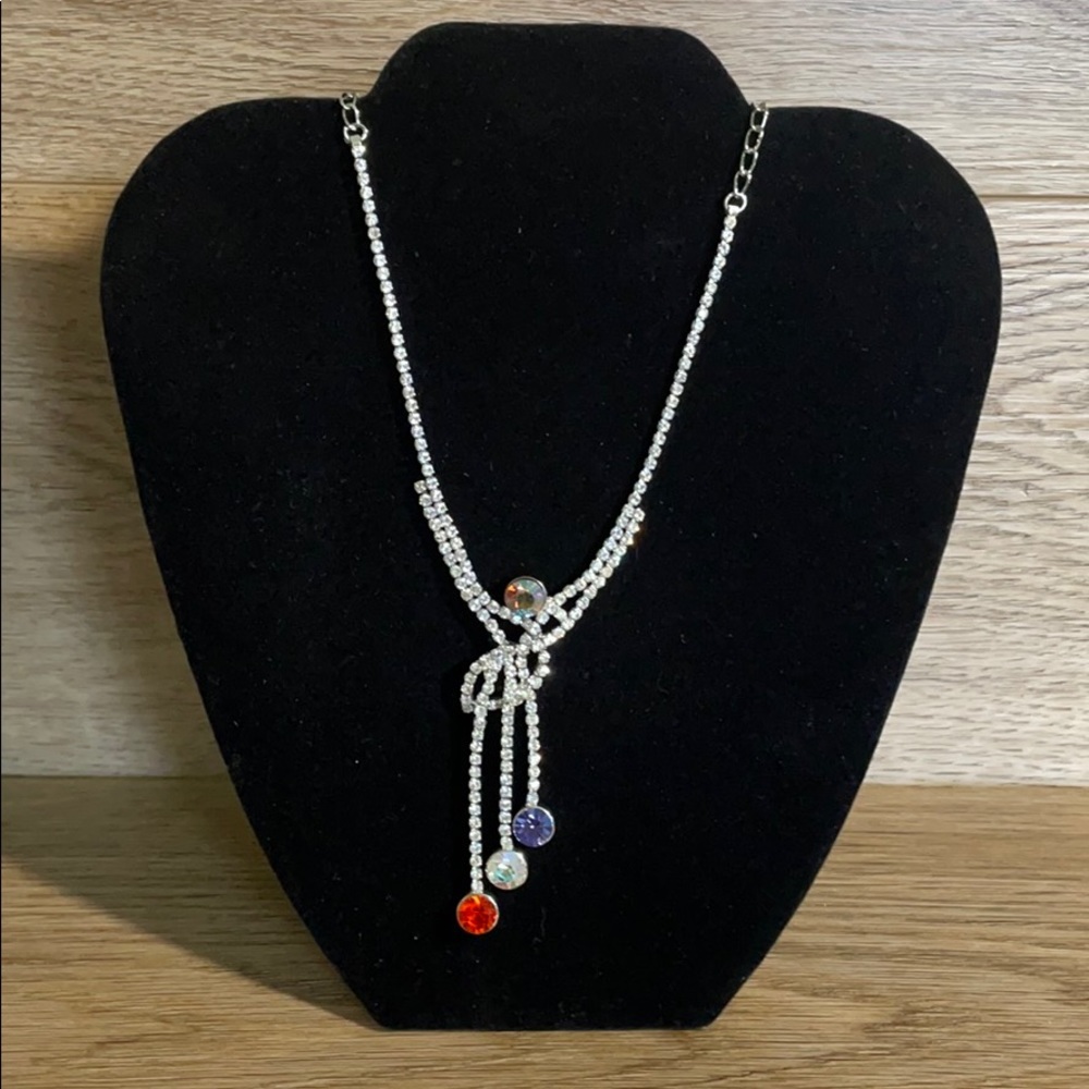Topaz, Hyacinth, Purple Velvet Rhinestone Necklace